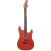 Guitare électro-acoustique Fender American Acoustasonic Stratocaster 2019 Une guitare extrêmement polyvalente, cette Acoustasonic dispose d'un corps et d'un manche en acajou, d'une rosace, d'une finition Dakota Red et d'un chevalet et d'une touche en ébène. Équipée de 3 micros : piézo, capteur de corps, micro magnétique pour une grande variété de sons de l'acoustique au rock ! Housse de transport